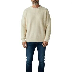 ATLANTIS Pure Wool Chunky Sweater Men L Cream Weathergear Cozy Made In England